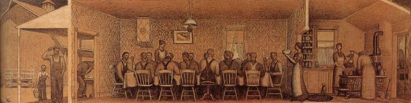 Grant Wood The Thresher-s supper Spain oil painting art